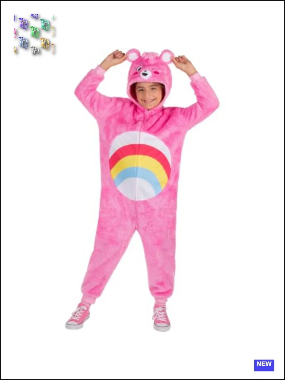 Care Bears Cheer Bear Youth Costume Onesie Jumpsuit Hooded Cosplay